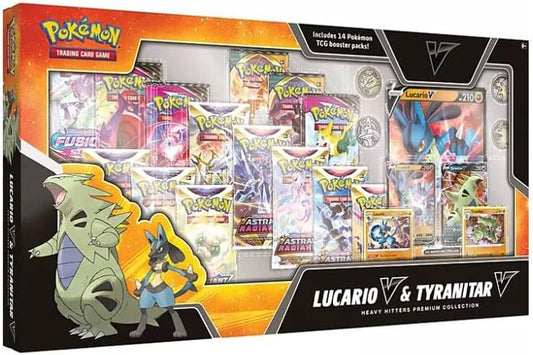 Lucario V & Tyranitar V Heavy Hitters Premium Collection Box (14 packs included)