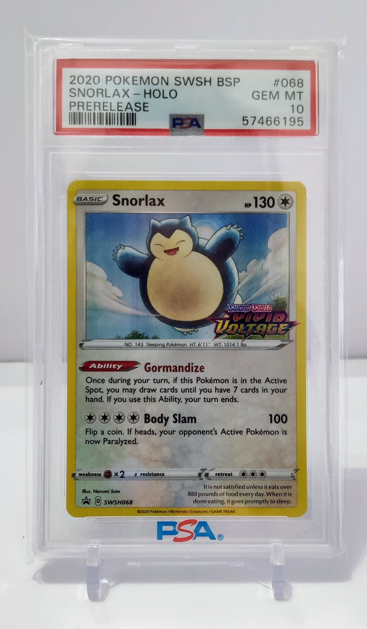 PSA 10 GEM MINT Snorlax Holo #SWSH068 Promo