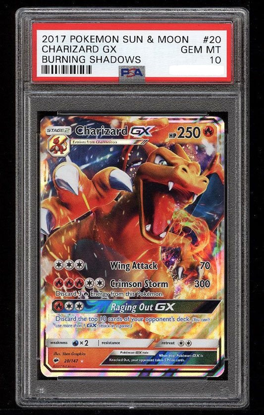 PSA 10 GEM MINT Charizard GX #20/147 Burning Shadows