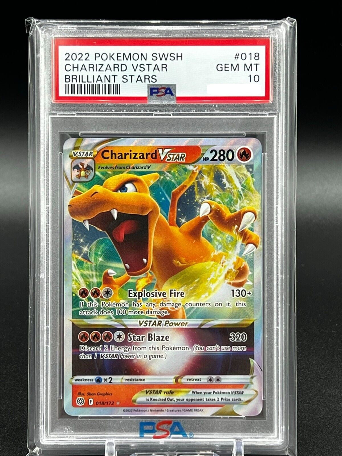 PSA 10 GEM MINT Charizard VSTAR 018/172 Brilliant Stars Pokemon Ultra Rare